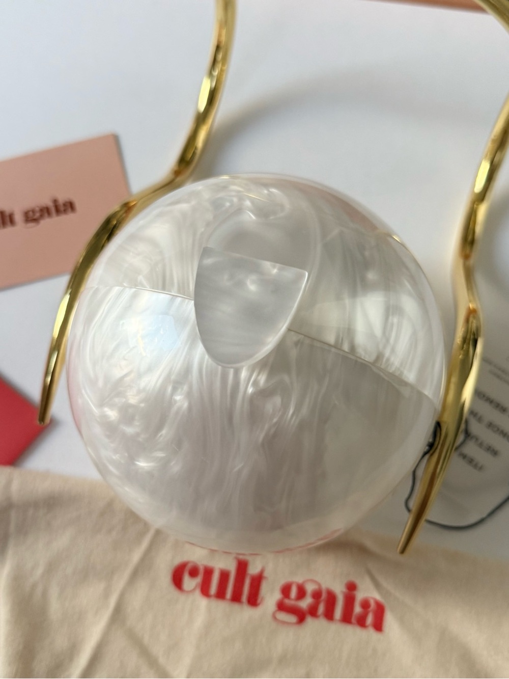 CULT GAIA. Brand New Pearl Acrylic Metal Top-Handle Bag. $498. - Picture 7 of 16